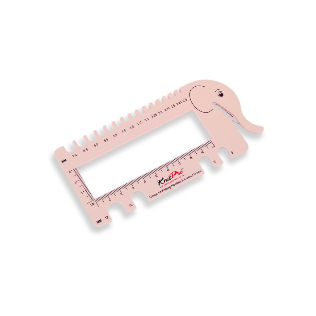 Stickmått med garnskärare - Rosa elefant