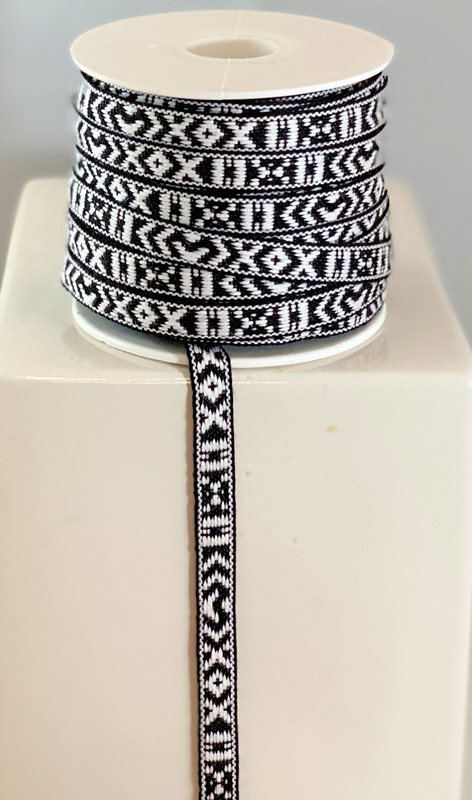 Band, Rättviksband 10mm vit/svart