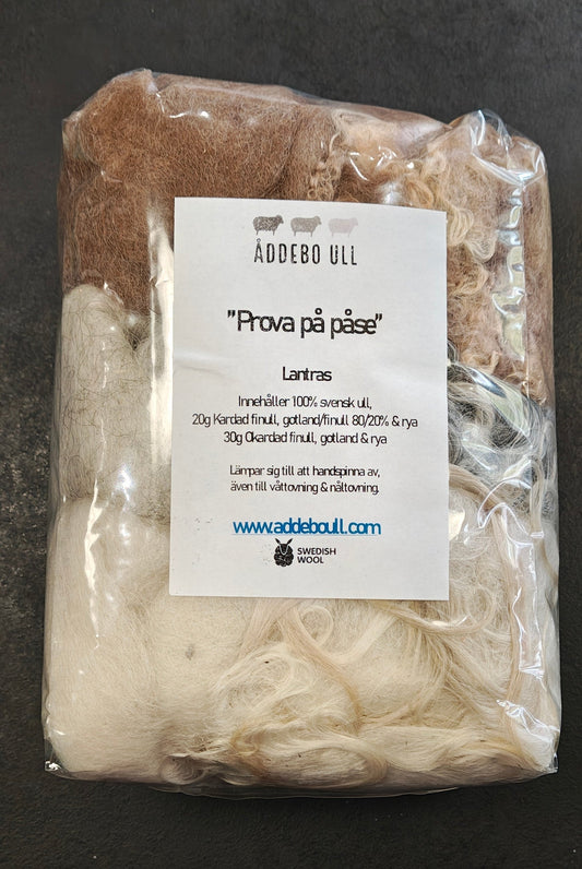Prova på-påse med ull, lantras