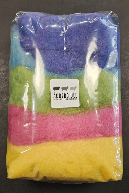 Påse med finull, färgmix pasteller
