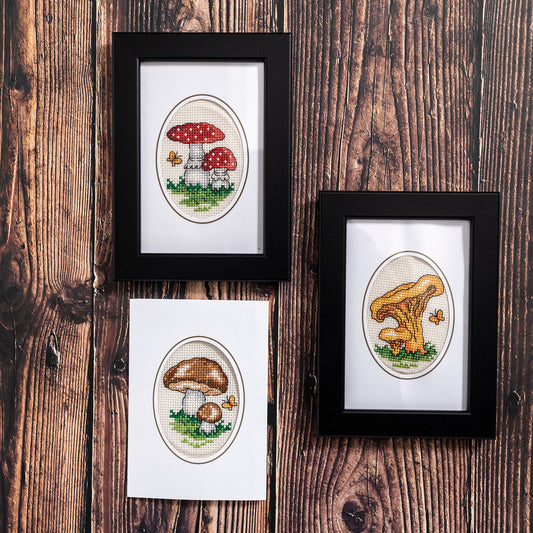 Broderikit svampar - 3 pack tavlor / kort