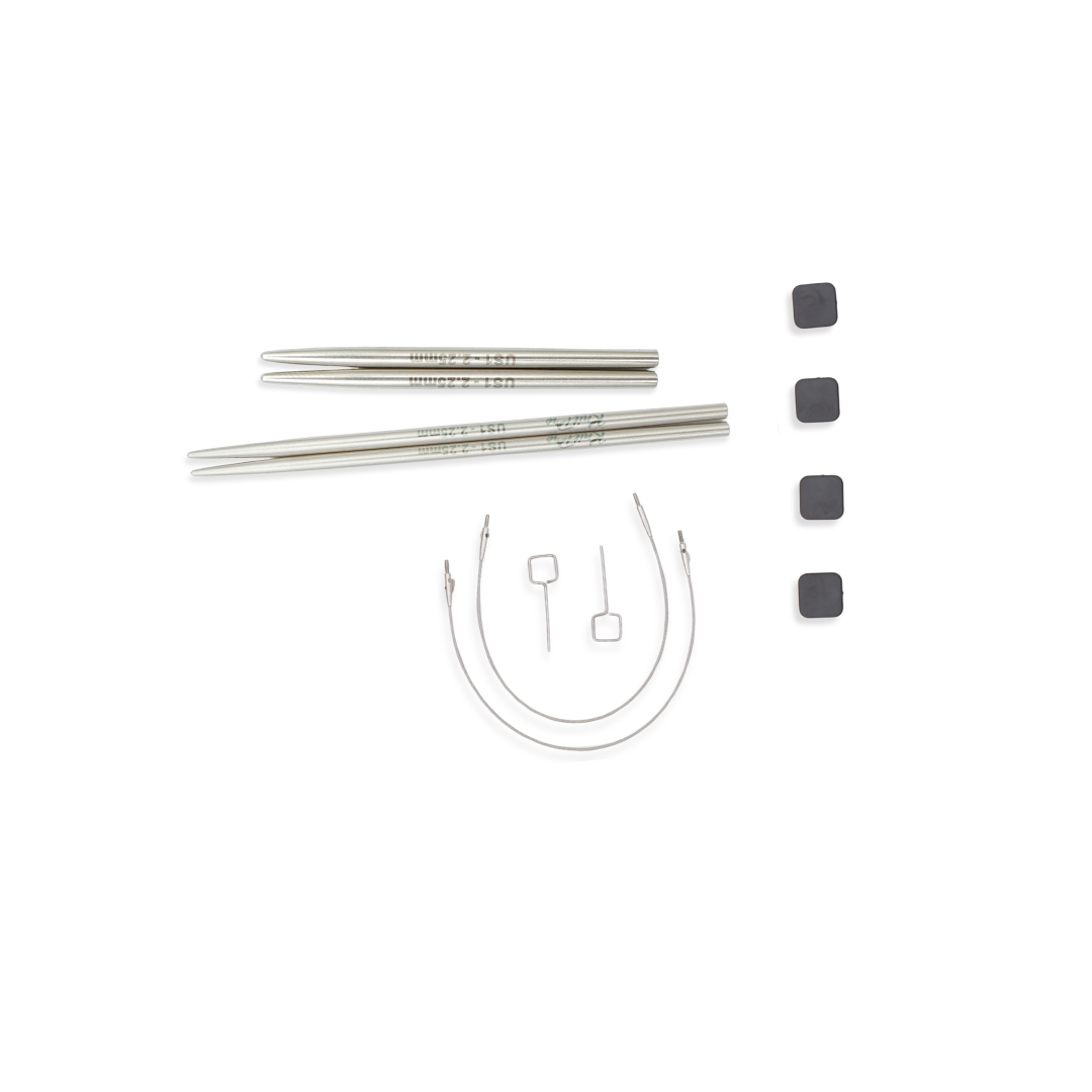 KnitPro Mindful Petite Combo - Set med ändstickor och kablar (5cm & 7,5cm samt 13cm & 15cm)